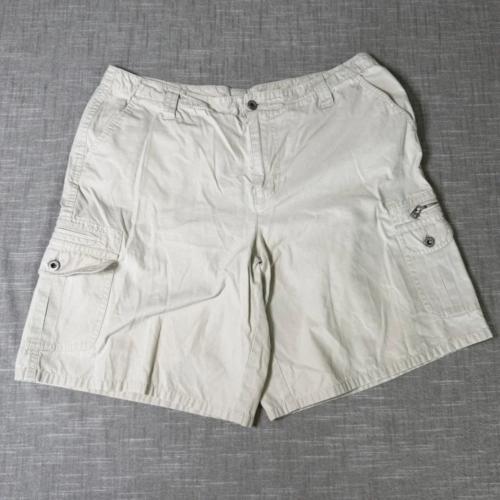 Sundance Womens Beige‎ Ripstop Cotton Cargo Shorts Size 14 Khaki Utility Pocket